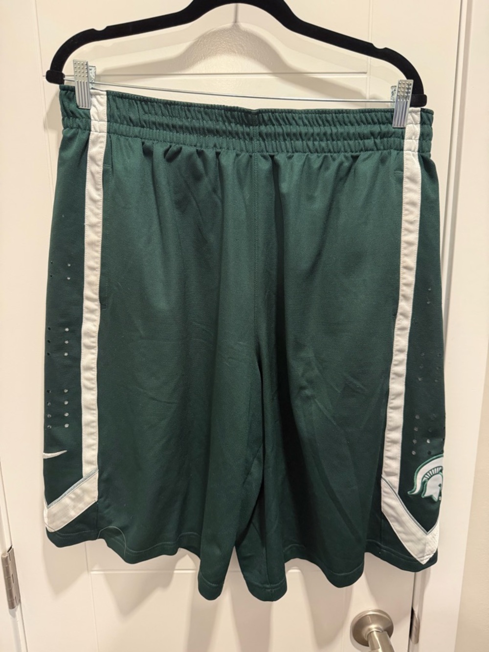 Nike Dri-Fit MSU Dark Green Athletic Shorts with White Trim